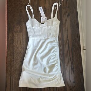NWT. Zara White Draped Mini Dress XS
